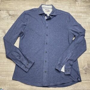 Johnnie-O Hangin Out Shirt Mens Medium Blue Solid Long Sleeve Button Up Jersey